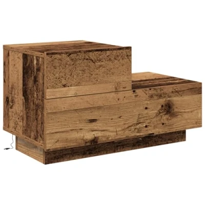 Image of vidaXL bedside cabinet/storage table reclaimed wood nightstand with rustic brown finish &amp; 2 drawers for bedroom decor