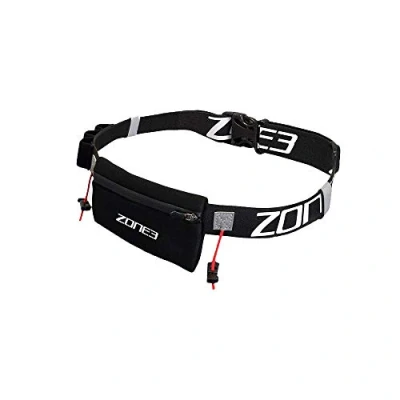Image of ZONE3 Endurance Number Belt with Neoprene Fuel Pouch and Energy Gel Storage for Runners, Cyclists, Triathletes Black, One Size