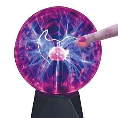 Image of Global Gizmos 48920 6 Inch Mega Plasma Ball Touch &amp; Sound Activated Multi Coloured Lightning Display Light Up Electric Globe Lamp Night