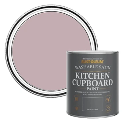 Image of Rust Oleum Pink Scrubbable Kitchen Cupboard Paint in Satin Finish Little Light 750ml
