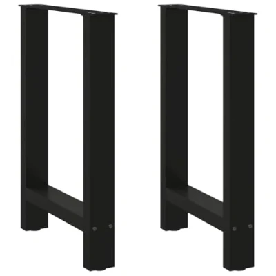 Image of vidaXL black steel coffee table legs 60x72 73cm adjustable levelers