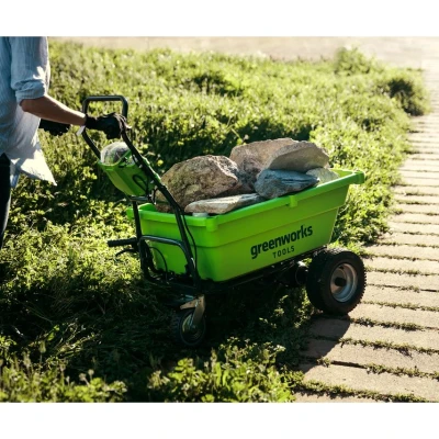 Image of Greenworks G40GC Self Propelled Cordless Electric Garden Cart, 100kg Weight Capacity, 106L, Easy Tipping Function, WITHOUT 40V Battery &amp; Charger, 3 Year Guarantee