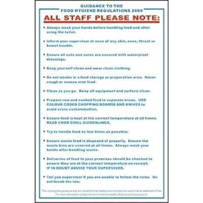 Image of Vogue 8780 Food Safety Act 1995 Guidance Sign Notice Plaque Poster Commercial 330X200mm, greenbluebrown