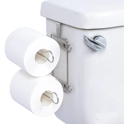 Image of TQVAI Over The Tank Toilet Paper Roll Holder Stainless Steel Bathroom Tissue Storage Rack, Chrome Finish