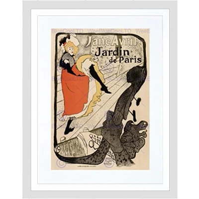 Image of Wee Blue Coo Gardens Paris Jane Avril Toulouse Lautrec France Vintage Framed Wall Art Print