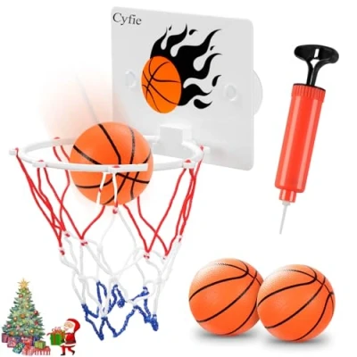 Image of CYFIE Mini Basketball Toy, Office Desktop Bathroom Toilet Slam Dunk Game Gadget Home for Lovers Boys Girls