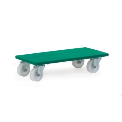 Image of Furniture Dolly; 600 x 300 130; Swivel Castors; Ribbed Carpet; Green