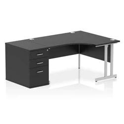 Image of Impulse 1400 RH Crescent Desk Cantilever Leg Black/Silver 800 DH Ped
