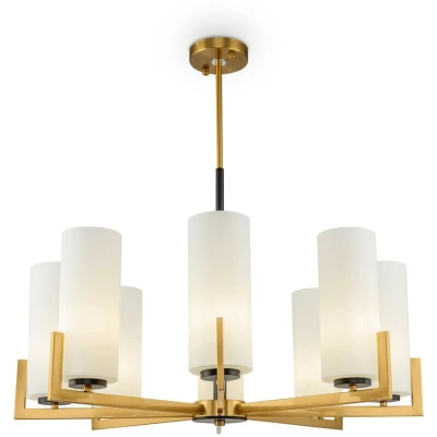 Image of Modern Fortano 8 Light Brass Chandelier Glass Shade
