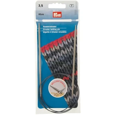 Image of Prym Circular Knitting Needle, Brass, Silver, 3.5 mm