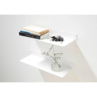 Image of TEEbooks Wall Shelves, Steel, White, 45 x 15 5 cm, TEELINE45x2 BLANC