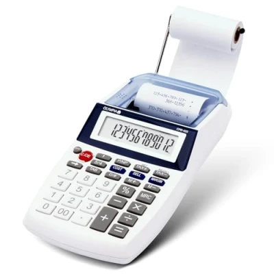 Image of OLYMPIA Business Calculator with Paper Roll, 2.5 inches LCD Display, Blue, Desktop Format, Battery Powered, Ideal for Office and Home Use