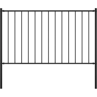 Image of vidaXL Fence Panel with Posts Powder coated Steel 1.7x1.25 m Black