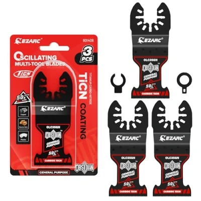 Image of EZARC Obsidian Carbide Oscillating Multi Tool Blades, Multitool Blades Quick Release for Metal, Wood, Nails, Plaster, Drywall and PVC, 3 Pack