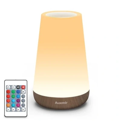 Image of Auxmir Night Light, Dimmable LED Touch Bedside Lamp, Rechargeable Baby Light with 13 RGB Colors, Remote Control, Portable Kids Lamp for Nursery, Bedroom, Table, Camping