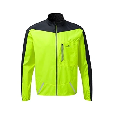 Image of Ronhill Men Stride Water Resistant Running Jacket Fluo Yellow/Charcoal, Small