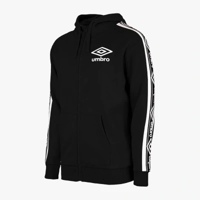 Image of UMBRO Taped FZ Men&#039;s Hooded Jacket Black/White, S