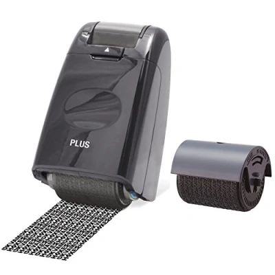 Image of Plus Japan Guard Your ID Camouflage Self Inking Roller Stamp &amp; Refill Pack, Assorted colour