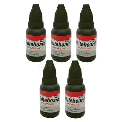Image of 986 Whiteboard Marker Ink Refill Bottles, Black, 15ml per Bottle, Pack of 5, Refills for Dry Erase Pens, iZOFAX Black Ball Pen