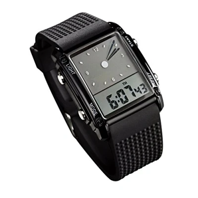 Image of SKMEI Men&#039;s Waterproof Rectangle Dial Analog Digital Wrist Watch with Five LED Backlight Color Black