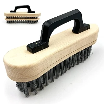 Image of Butchers Block Brush, 23cm Stiff Bristle Metal Scrubbing Brush for Table, Extra Large Chopping Board and Wooden Surfaces