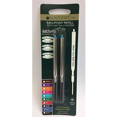 Image of Monteverde Soft Roll Ballpoint Refill for Lamy Pens, Blue, 2 Pack (L132BU)