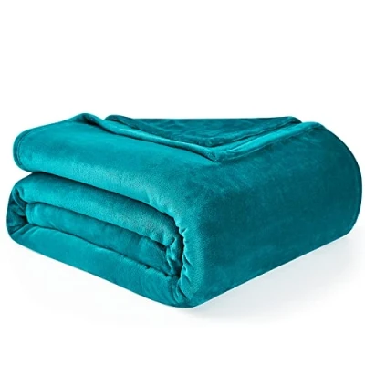 Image of EHEYCIGA Fleece Blanket Teal Throws for Sofas Fluffy Warm Soft Bed Settees Armchairs, Fit All Season, Single, 130x165cm