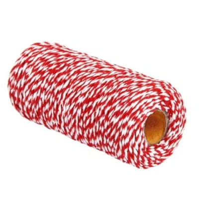 Image of Cotton Bakers Twine, Red and White String Twine Rope Butchers for Baking Cooking DIY Crafts Wrapping, 100 M