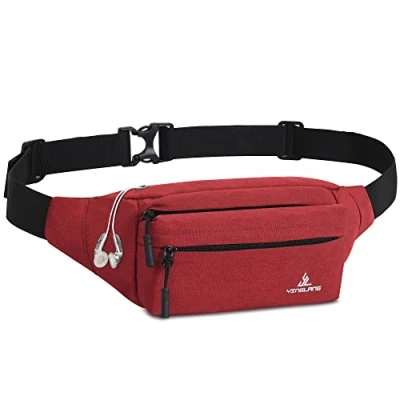 Image of Bumbags Waist Fanny Pack Dog Walking Bum Bag with Adjustable Belt Bumbag for Travel Outdoor Sports Running Hiking Jogging Women Men Red