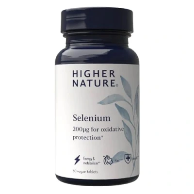 Image of Higher Nature Selenium 200ug for Immune Support, Oxidative Stress Protection, Hair and Nails Supplement Thyroid Support Supplements, Nail Health 60 Capsules