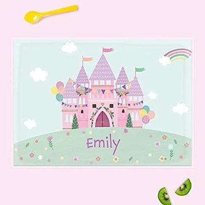 Image of dotty about paper Personalised kids Placemat Princess Castle. Dinner Table Mat, Children, Wipeable placemat, Cute, Bright, Colourful, Dinnertime, Fun Design, Durable.