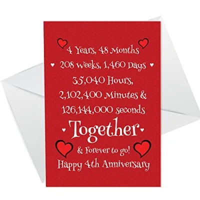 Image of Funny 4th Anniversary Card Husband Wife Boyfriend Girlfriend For Him Her