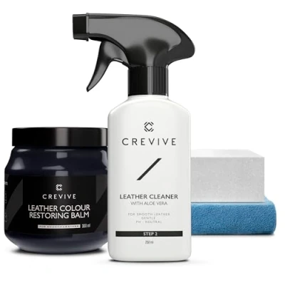 Image of CREVIVE Leather Cleaner 250 ml &amp; Restorer Navy Blue 300 Colour for Sofas Balm
