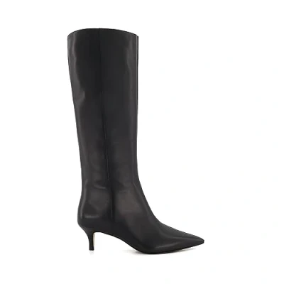 Image of Dune Ladies Smooth Kitten Heeled Knee High Boots Size UK 3 Heel Black