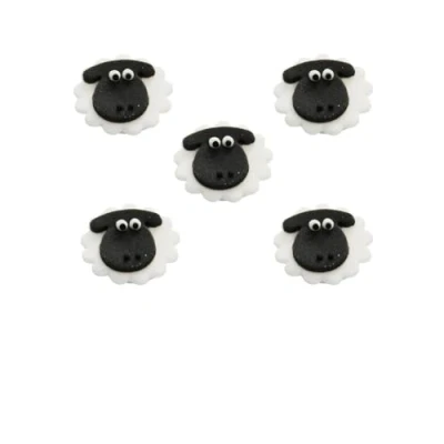 Image of Anniversary House Sheep Sugarcraft Toppers, SF502 Black &amp; White Pack of 5 Edible Toppers