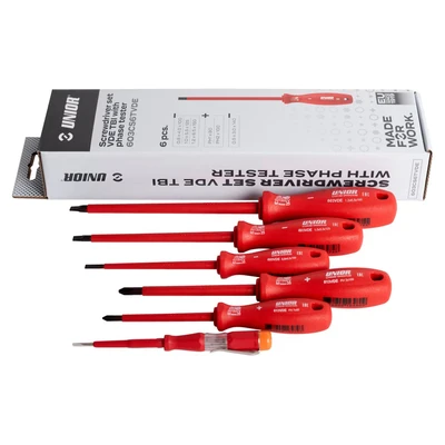 Image of Unior VDE Screwdriver Set with Voltage Tester (Pack of 1) 603CS6TVDE