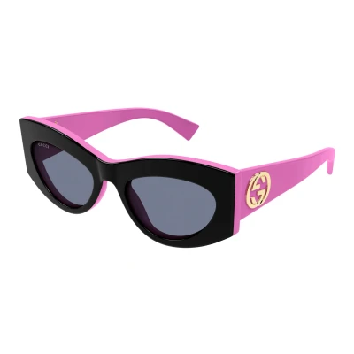 Image of Gucci Sunglasses, Women&#039;s, Size: 53, Black/fuchsia/grey