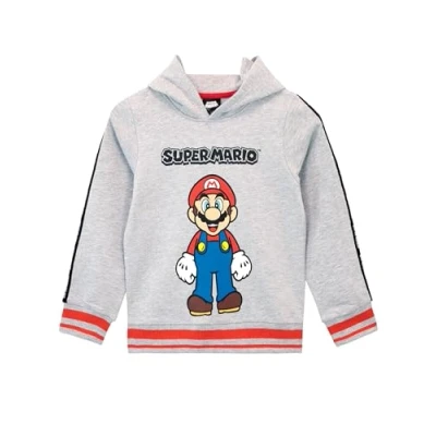 Image of Super Mario Hoodie Boys Boys&#039; Hoodies Grey 6 7 Years
