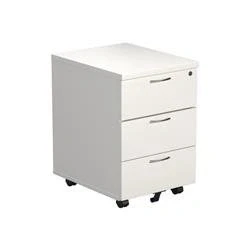 Image of Mezzo 3 Drawer Mobile Pedestal White TESMP3WH