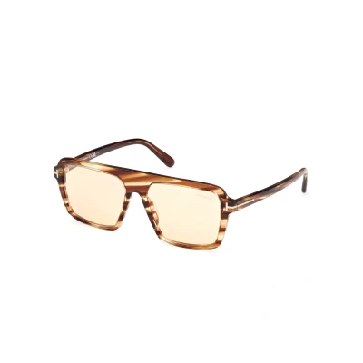 Image of TOM FORD Man FT1176 VINCENT 53E Sunglasses Acetate Havana Brown Pilot Photochromatic