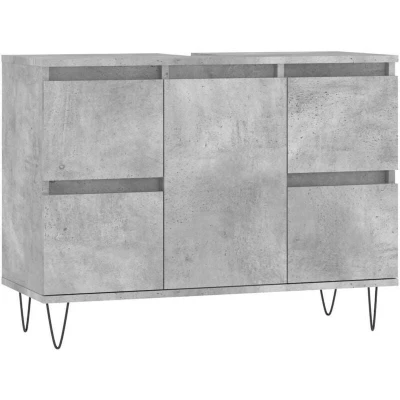 Image of vidaXL Bathroom Cabinet Concrete Grey 80x33x60 cm Engineered Wood