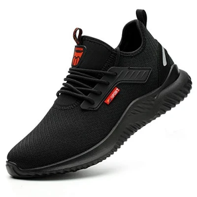 Image of Safety Shoes Men Women S3 Work Trainers Steel Toe Caps Lightweight Sport Sneakers Breathable Protective Black B