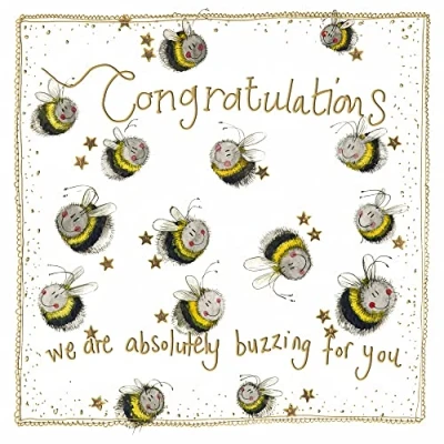 Image of Alex Clark Congratulations Buzzing for you Bee Foil Birthday Card