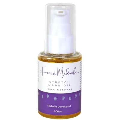Image of The Honest Midwife Stretch Mark Oil 200ml Nourish Your Skin + Prevent Stretchmarks Reduce Itchy Feeling as Bump Growth 100% Natural Vegan Cruelty Free Apricot &amp; Jojoba Vit E