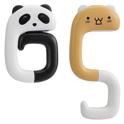 Image of kwmobile Handbag Hooks for Tables (Set of 2) Cute Portable Hanger Hook Holders Bag Purse Pattern 1 Black/White/Dusty Pink