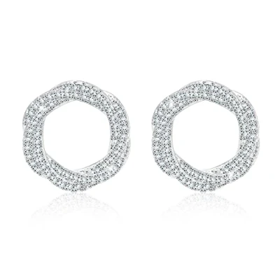 Image of KristLand Hoop Earrings for Women Gold Plated Stud Round with Sparkly Zirconia Stone Party Birthday Gift Ladies Girls
