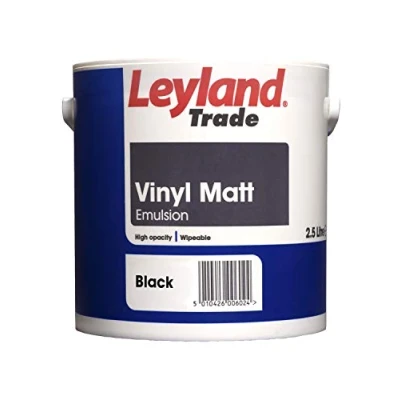 Image of Leyland Trade Vinyl Matt Emulsion Paint Black 2.5L