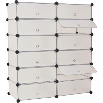 Image of vidaXL Interlocking Shoe Organiser with 12 Compartments White