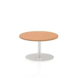 Image of Italia 600mm Poseur Round Table Oak Top 475mm High Leg