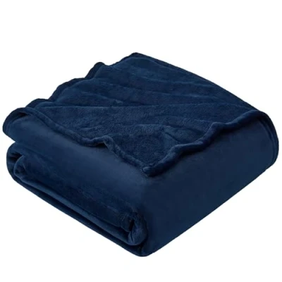 Image of EHEYCIGA Fleece Blanket Navy Throws for Sofas Fluffy Warm Soft Bed Settees Armchairs, Fit All Season, Double Size, 150x200cm